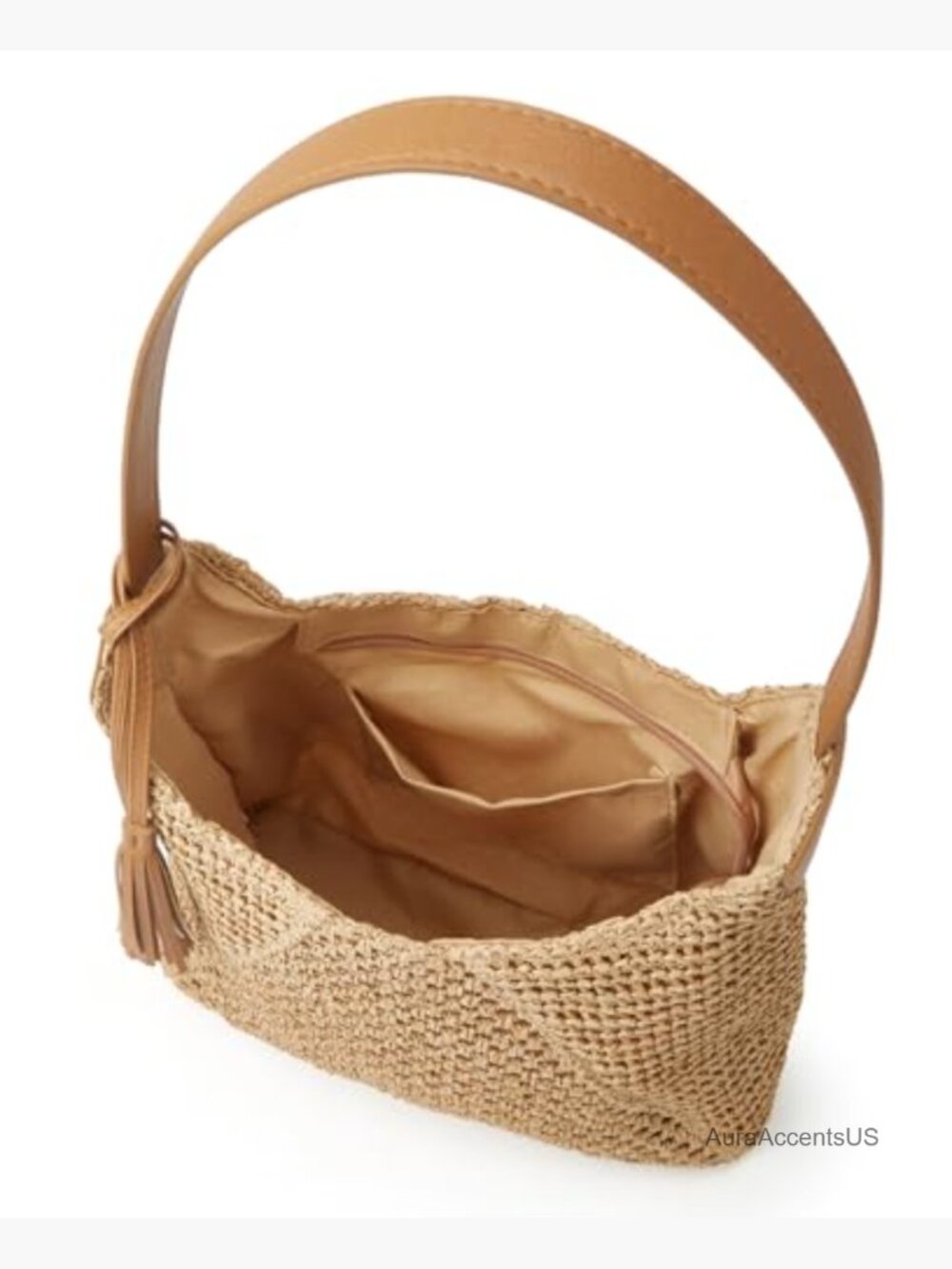 Large Straw Woven Tote Shoulder Bag Summer Beach Tassel Casual Handbag - Picture 7 of 7